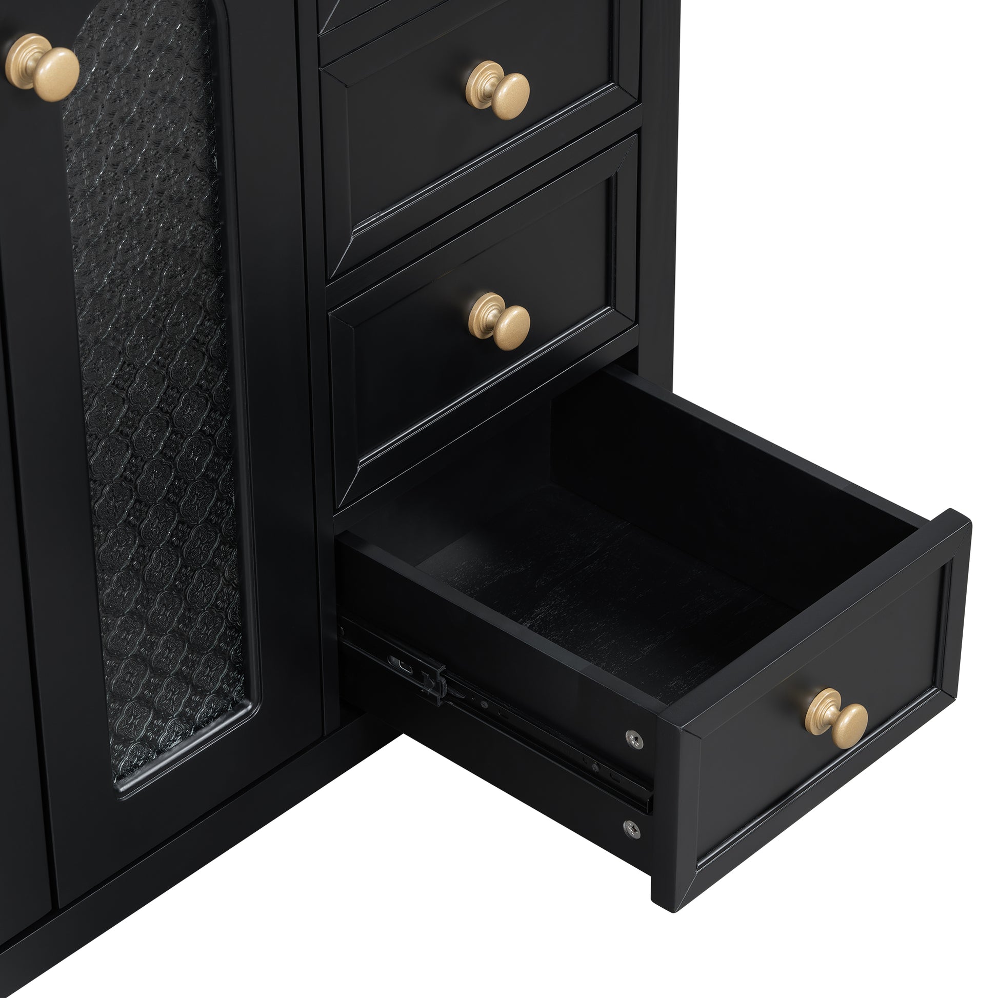 36 Inch Bathroom Vanity With Two Soft Close Doors, Adjustable Shelves And Three Soft Close Drawers Black Bathroom Solid Wood Mdf