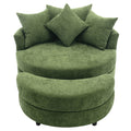 Orisfur. 360 Swivel Accent Barrel Chair With Storage Ottoman & 4 Pillows, Modern Chenille Leisure Chair Round Accent For Living Room, Green Green Foam Chenille