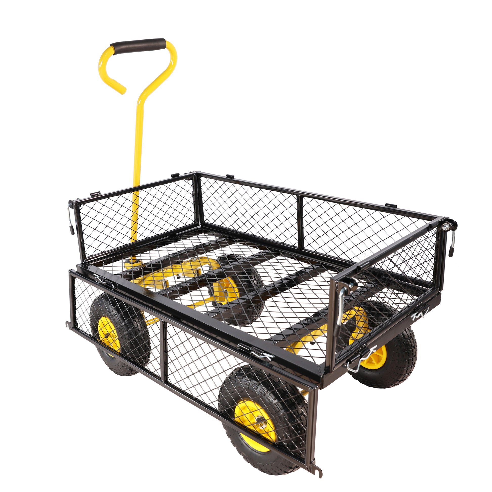 Wagon Cart Garden Cart Trucks Make It Easier To Transport Firewood Yellow Black Black Garden & Outdoor Metal