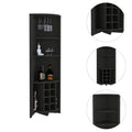 Essential Corner Bar Cabinetthree Shelves, Eight Built In Wine Rack, Two Side Shelves Black Black Dining Room Modern Shelves Included Particle Board