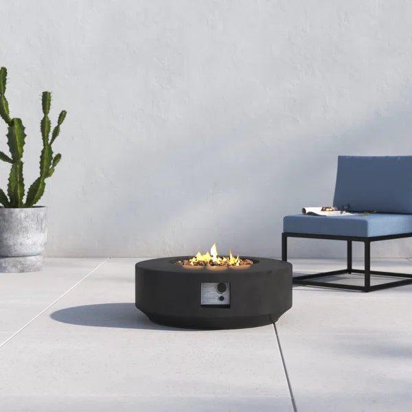 11" H X 30" W Fibre Reinforced Concrete Propane Gas Outdoor Fire Pit Table With Lid Charcoal Garden & Outdoor Modern Stone Concrete