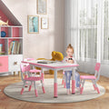 Qaba Kids Table And Chair Set, 5 Piece Toddler Table And Chair Set With 4 Chairs Adjustable Height, For Snack Time, Homeschooling Aged 1.5 5 Years Old, Pink Pink Plastic