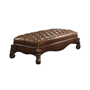 Polyurethane Wood Bench, Antiqued Brown Brown Wood