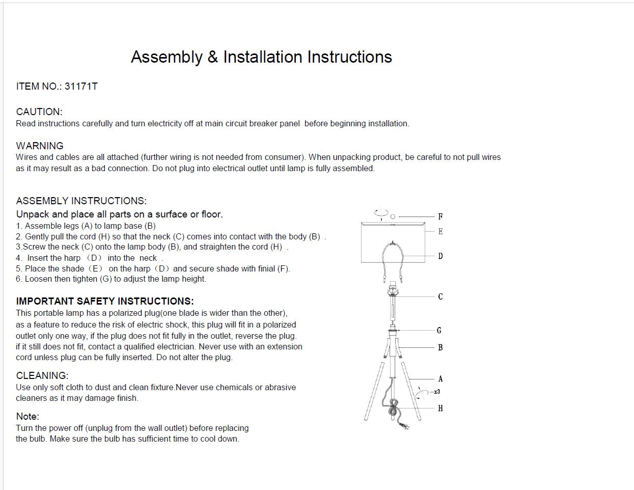 32 37"H Adjustable Tripod Table Lamp Soft White Led Fabric Metal