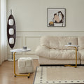 White C Shaped Side Table, Small Sofa Table For Cough, Bederoom White Metal