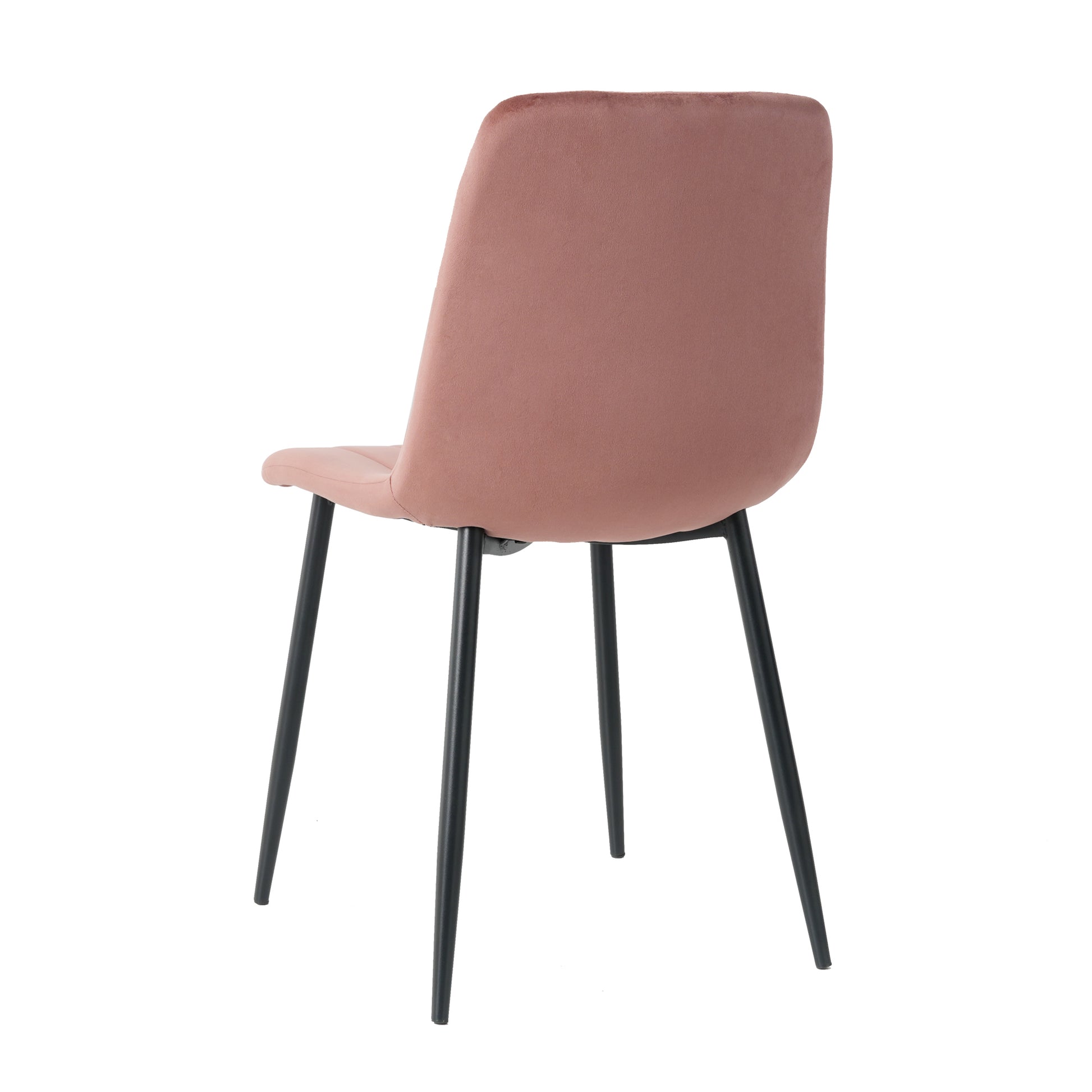 Interior Pink Velvet Dining Chair, Modern Kitchen Dining Chair With Cushion Back, Upholstered Side Chair With Black Coated Metal Legs, Family Kitchen Dining And Living Room Set Of 4 Metal Pink