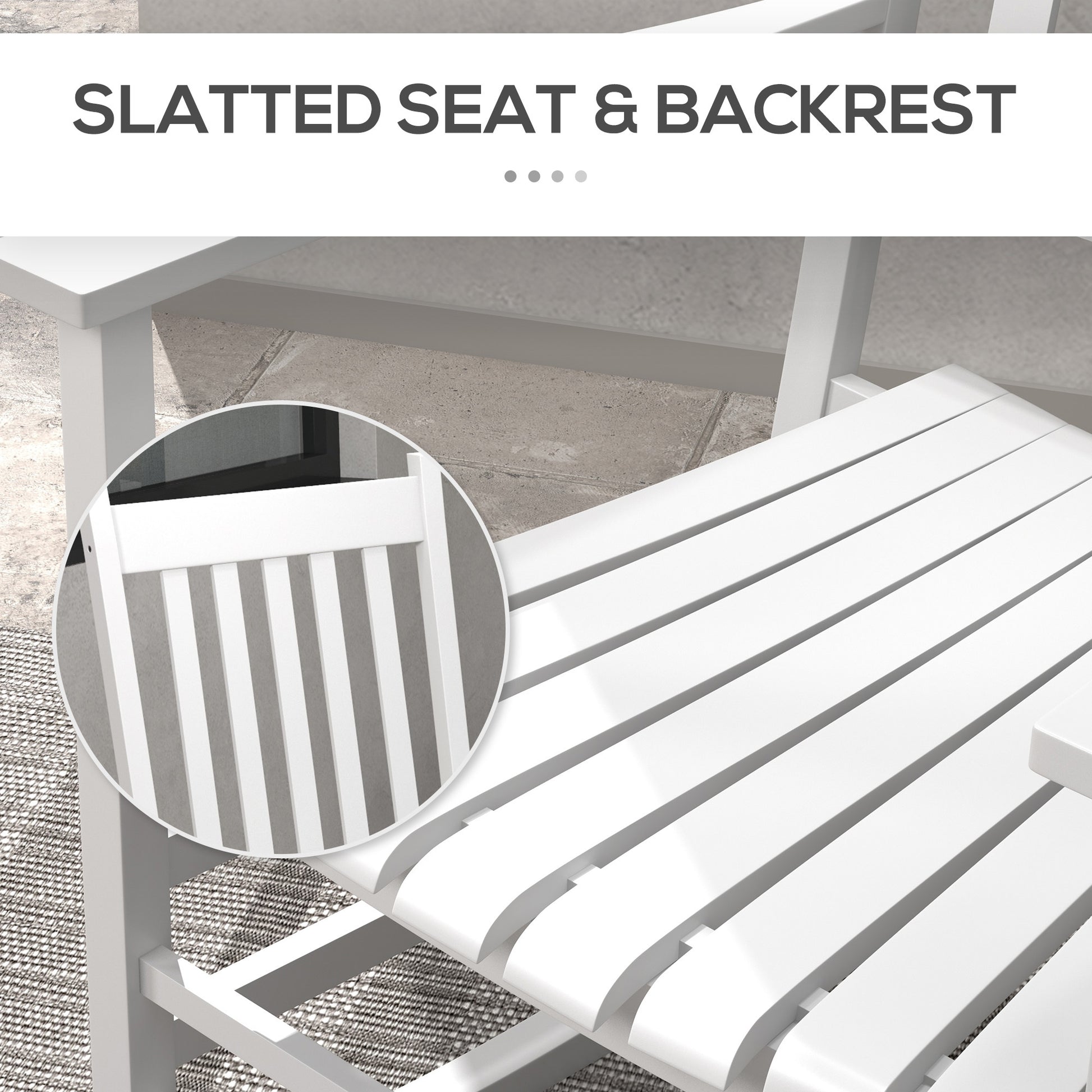 Outsunny Outdoor Rocking Chair Set Of 2 With Side Table, Patio Wooden Rocking Chair With Smooth Armrests, High Back For Garden, Balcony, Porch, Supports Up To 352 Lbs., White White Wood