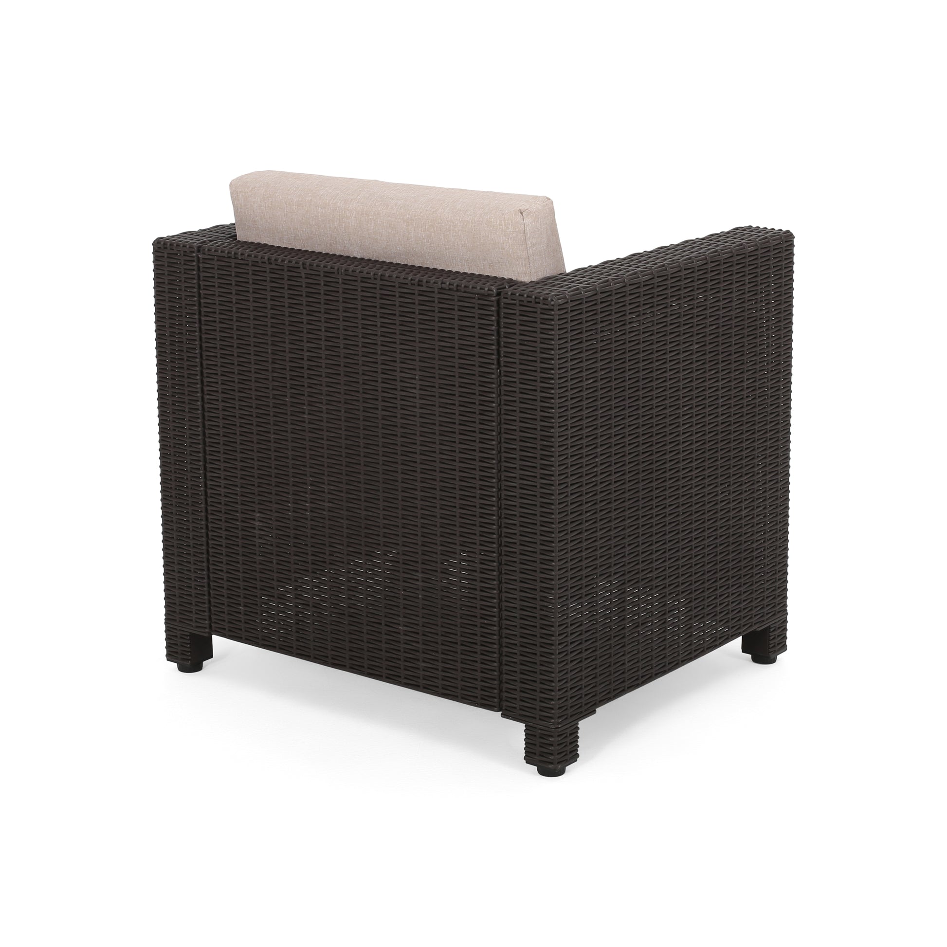 Club Chair Beige Brown Wicker