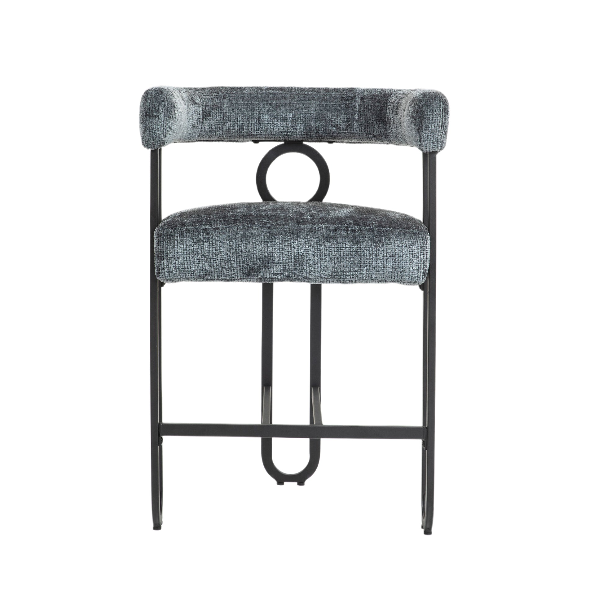 Coolmore Bar Stools Set Of 2, Modern Bar Stool With Back, Black Metal Frames, Upholstered Bar Stools For Kitchen Island, Pub, Club Gray Chenille Gray Dining Room Foam Chenille