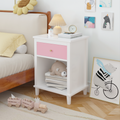 26.77''H Wooden Nightstand With One Drawer One Shelf For Kids, Adults, Pink Pink Mdf