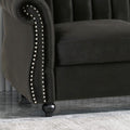 84 Inch Black 3 Seater Velvet Sofa Button Tufted With Trim, Curved Backrest, And Rolled Arms, Stylish And Elegant Couch For Modern Living Rooms, Durable Upholstery, Luxury Design Black Velvet Wood Primary Living Space Medium Firm Loose Back Medium Duty