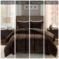 Faux Fur Comforter Mini Set King Chocolate Polyester