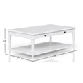 White Finished Cocktail Table With Two Storage Drawers And Casters White Solid Wood Mdf