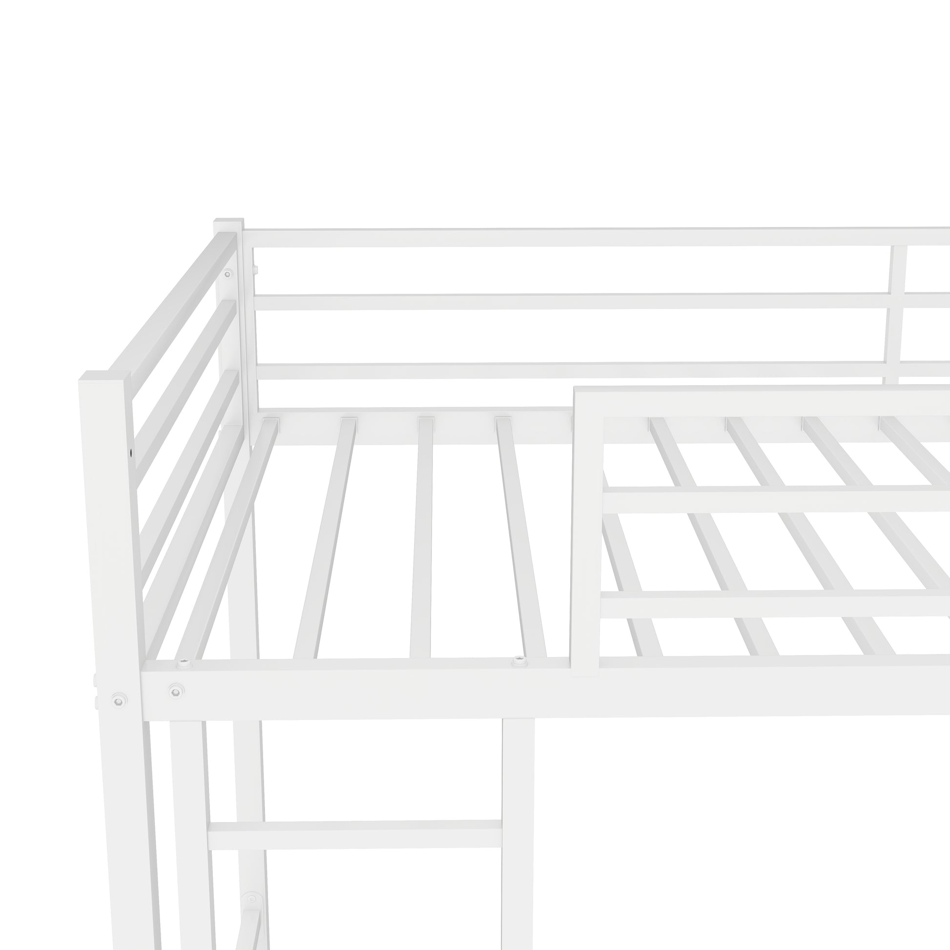 Metal Twin Over Twin Bunk Bed Heavy Duty Sturdy Metal Noise Reduced Safety Guardrail No Box Spring Needed,White Twin White Metal Metal