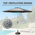 9Ft Patio Umbrella, Outdoor Table Umbrella With Push Button Tilt And Crank, Uv Protection Waterproof Market Sun Umbrella With 8 Sturdy Ribs For Garden, Deck, Backyard, Pool Gray Gray Round Uv Resistant Umbrellas Aluminium