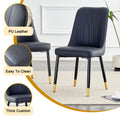 Table And Chair Set.Modern Rectangular Dining Table With Black Textured Stickers Glass Tabletop And Gold Plated Metal Legs.Paried With 4 Comfortable Chairs With Pu Seats And Black Metal Legs. Black Gold Seats 4 Glass Metal
