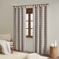 Plaid Faux Leather Tab Top Curtain Panel With Fleece Lining Only 1 Pc Panel Multicolor Polyester