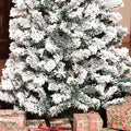 Homcom 7.5Ft Pre Lit Snow Flocked Slim Douglas Fir Artificial Christmas Tree With Realistic Branches, 350 Led Lights And 641 Tips Green Pvc