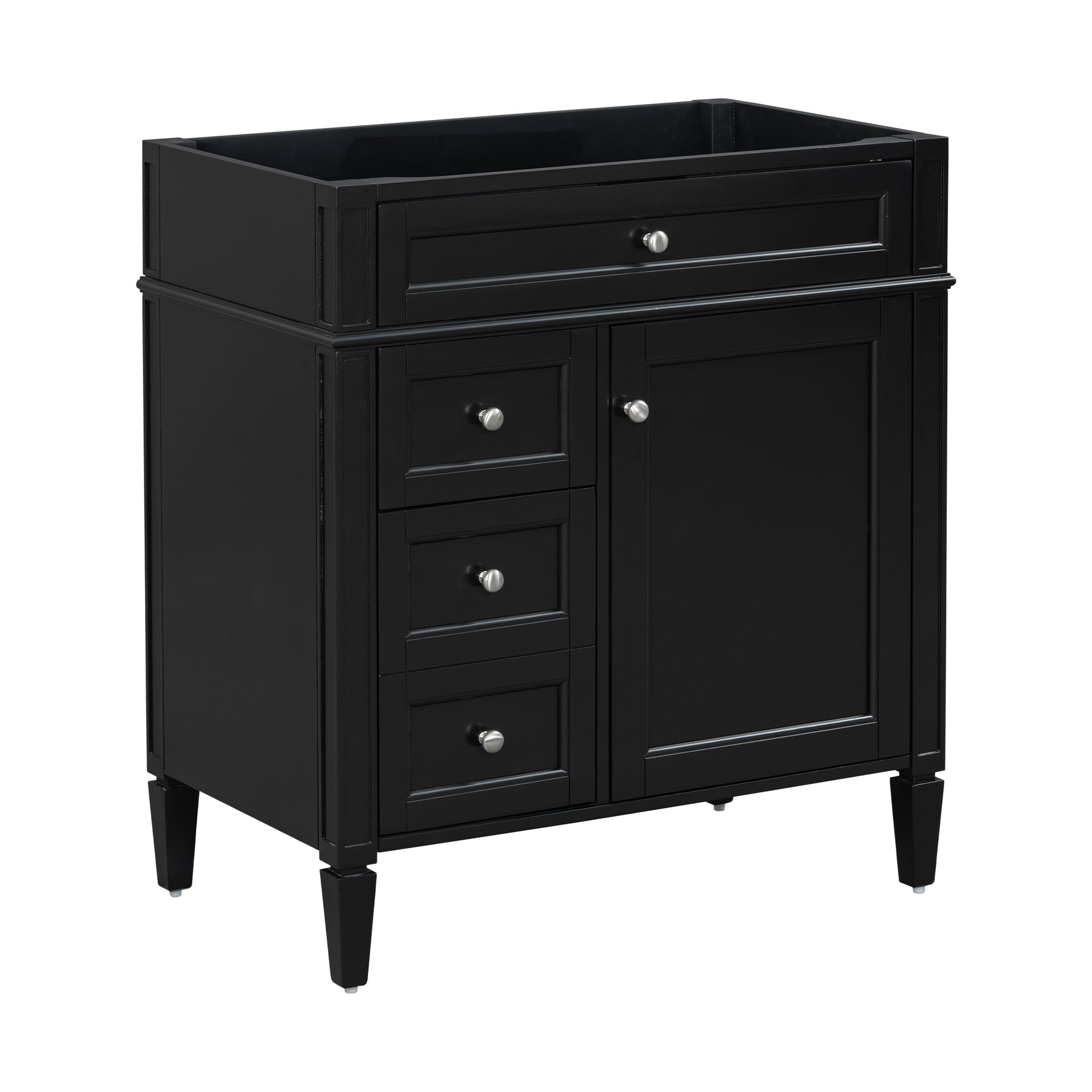 30'' Bathroom Vanity Without Top Sink, Modern Bathroom Storage Cabinet With 2 Drawers And A Tip Out Drawer Not Include Basin Black Bathroom Solid Wood Mdf