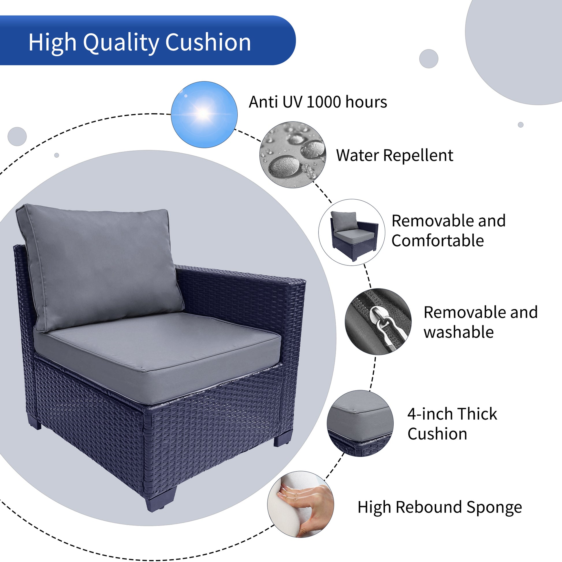 Outdoor Garden Patio Furniture 7 Piece Pe Rattan Wicker Cushioned Sofa Sets And Coffee Table, Patio Furniture Set Outdoor Couch Outdoor Couch Patio Furniture Outdoor Sofa Patio Couch Yes Complete Patio Set Gray Seats 6 Weather Resistant Frame Water