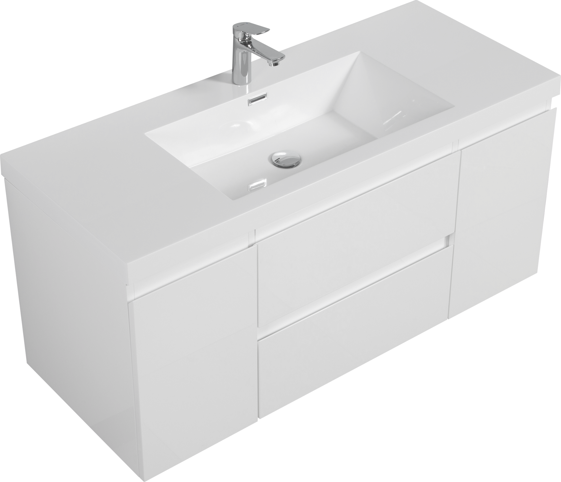 48" Floating Bathroom Vanity With Sink, Modern Wall Mounted Bathroom Storage Vanity Cabinet With Resin Top Basin And Soft Close Drawers, Glossy White 24V11 48Gw 2 White 2 Bathroom Wall Mounted Mdf