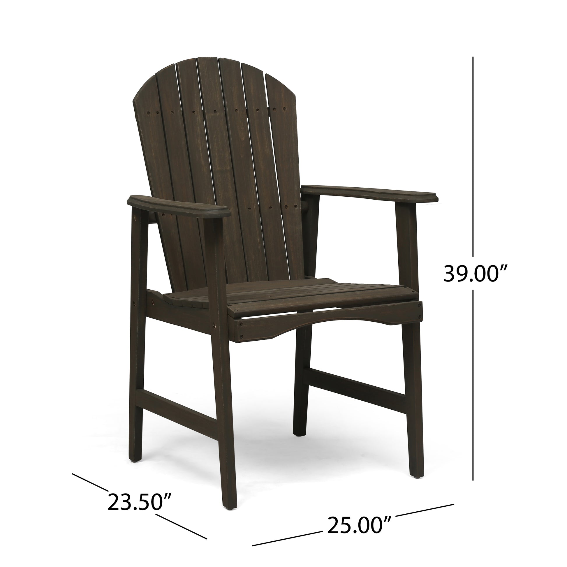 Outdoor Weather Resistant Acacia Wood Adirondack Dining Chairs Set Of 2 , Grey Finish Grey Acacia Wood