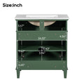 30 Inch Bathroom Vanity With Ceramic Basin, Soft Close Door And Adjustable Shelves Green Bathroom Solid Wood Mdf