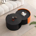 Nesting Coffee Table, Round Nesting Tables And End Tables For Small Space, Modern Side Tables With Extendable Sliding Tabletop For Living Room, Office,Black, No Need Assembly Black Mdf