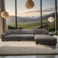 Bella Grey Corduroy Right Facing 3 Piece Sectional Grey Wood Corduroy 3 Seat