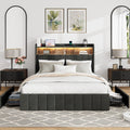 Queen Bed Frame With Storage Headboard, Wooden Bed Frame With 47.2