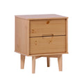 Mid Century Modern Solid Wood 2 Drawer Nightstand Natural Pine Natural Wood Mdf Pine