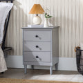 Classic Solid Wood 3 Drawer Nightstand Grey Gray Mdf Pine