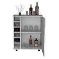 Wick Bar Cart With Integrated Wine Storage, Spacious Cabinet And Smooth Rollers White Dining Room Modern Particle Board Shelves Included Engineered Wood