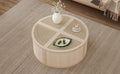 Round To Square Block Modular Coffee Table Light Natural Rattan With Storage 4 Piece Light Natural Rubber Wood