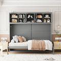 Queen Size Murphy Bed Wall Bed With Top Cabinets,Gray Queen Gray Plywood