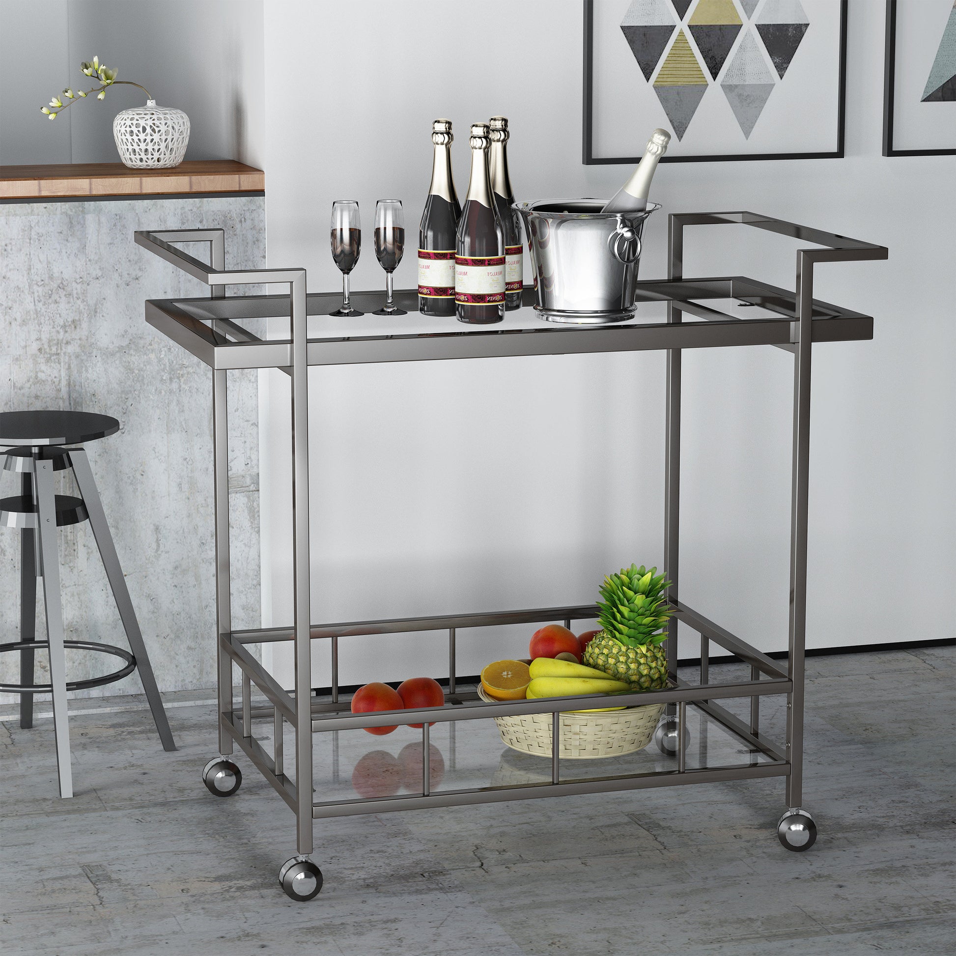 Bar Cart Black Iron