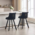 Coolmore Set Of 2,Back Pull Point Design, Velvet Material, 360 Degree Rotation, Back Pull Loop Detachable Design, Rivet Decoration, Square Foot Wooden Bar Chair Black Velvet