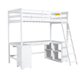 Twin Size Loft Bed With U Shaped Desk, Drawers And Storage Shelves, White Box Spring Not Required Twin White Wood Bedroom Solid Wood Mdf