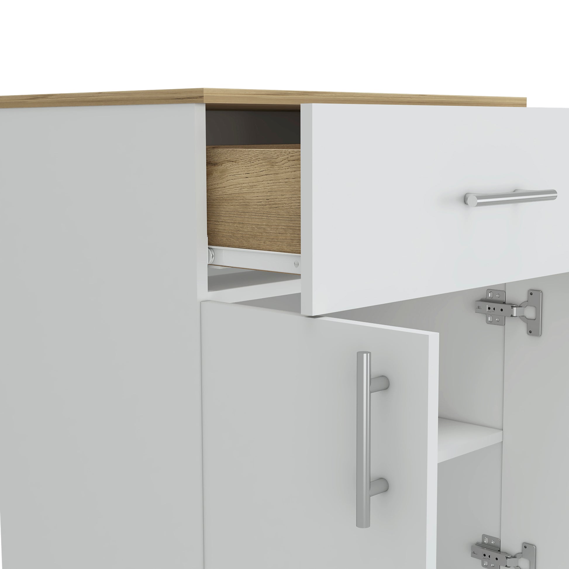 Oxford Pantry Cabinet, One Drawer, One Double Door Cabinet With Two Shelves Multicolor Mdf Engineered Wood