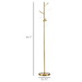 Homcom 3 Light Modern Floor Lamps For Living Room, Tree Standing Lamp For Bedroom With Globe Lampshade, Steel Base, Bulb Not Included , Gold Gold Steel