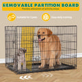 Dog Crate With Divider Panel,24 Inch Double Door Folding Metal Wire Dog Cage With Plastic Leak Proof Pan Tray, Pet Kennel For Indoor Black Iron