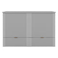 Full Size Murphy Bed With Drawer And A Set Of Sockets & Usb Ports, Pulley Structure Design, Gray Full Gray Plywood
