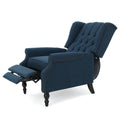 Dark Blue Tufted Fabric Arm Chair Recliner Dark Blue Polyester