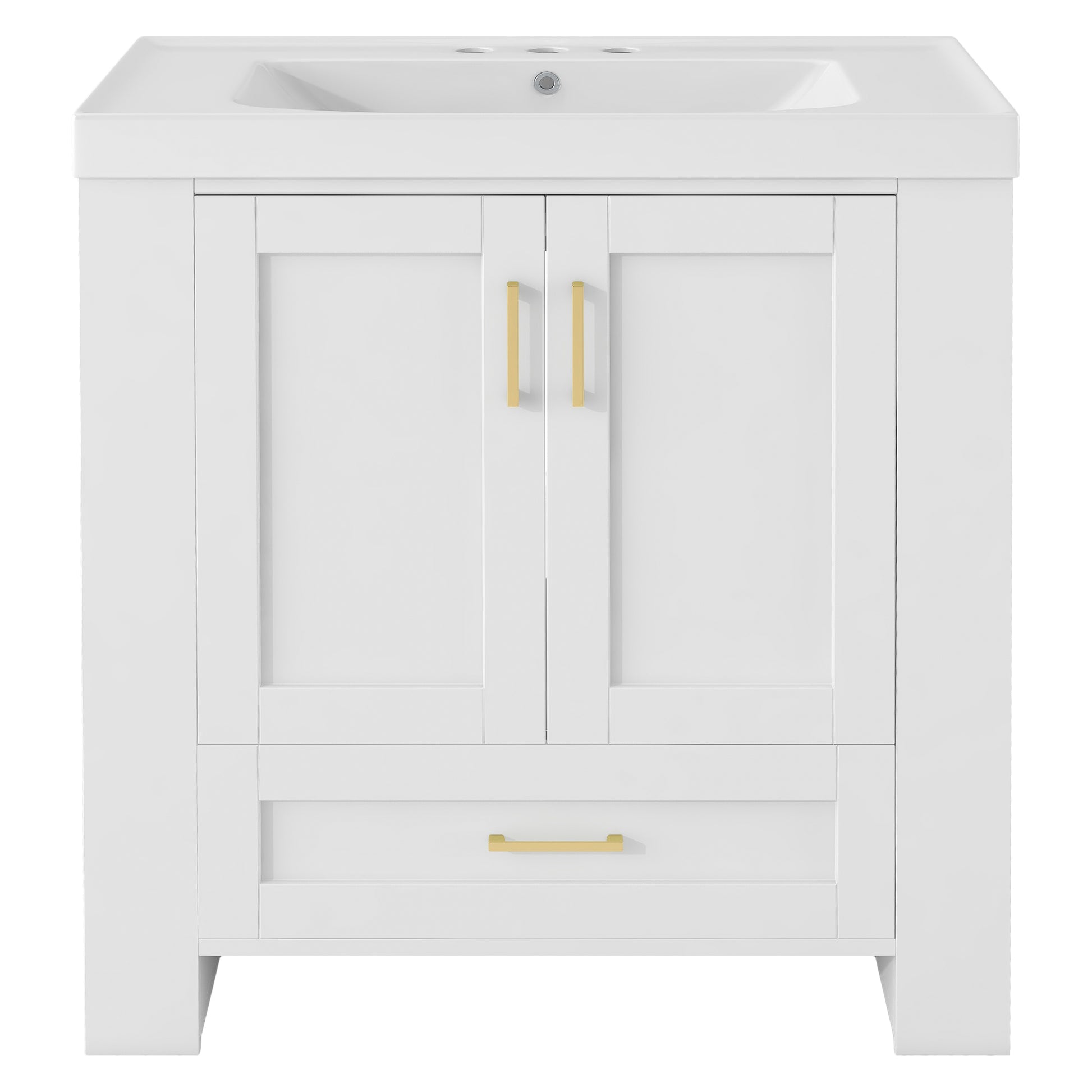 30'' Bathroom Vanity with Seperate Basin Sink, Modern 1-white-adjustable