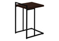 Accent Table, C Shaped, End, Side, Snack, Living Room, Bedroom, Brown Laminate, Black Metal, Contemporary, Modern Espresso Particle Board