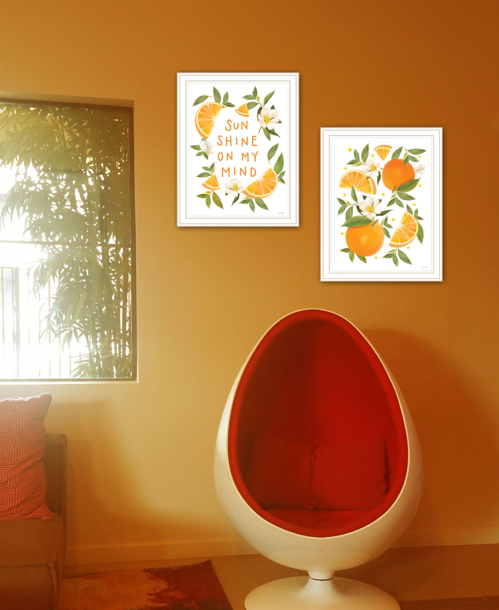 "Sunshine On My Mind Oranges" Framed Wall Art For Living Room, Wall Art Print For Home Decor, Bedroom Wall Art By House Fenway Multicolor Wood Paper