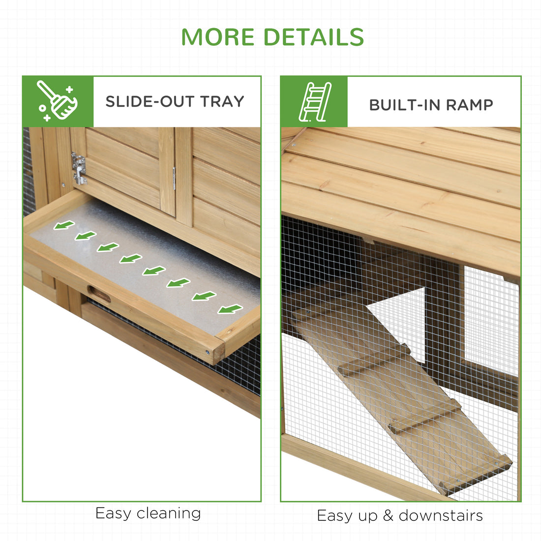 Pawhut 59" Small Wooden Chicken Coop Hen House Poultry Cage For Outdoor Backyard With 2 Doors, Nesting Box And Removable Tray, Natural Wood Natural Wood