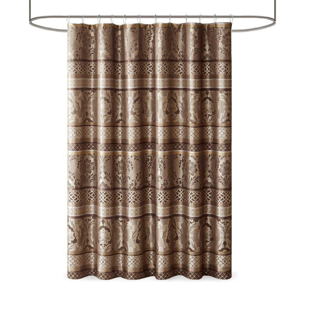 Jacquard Shower Curtain Brown Polyester