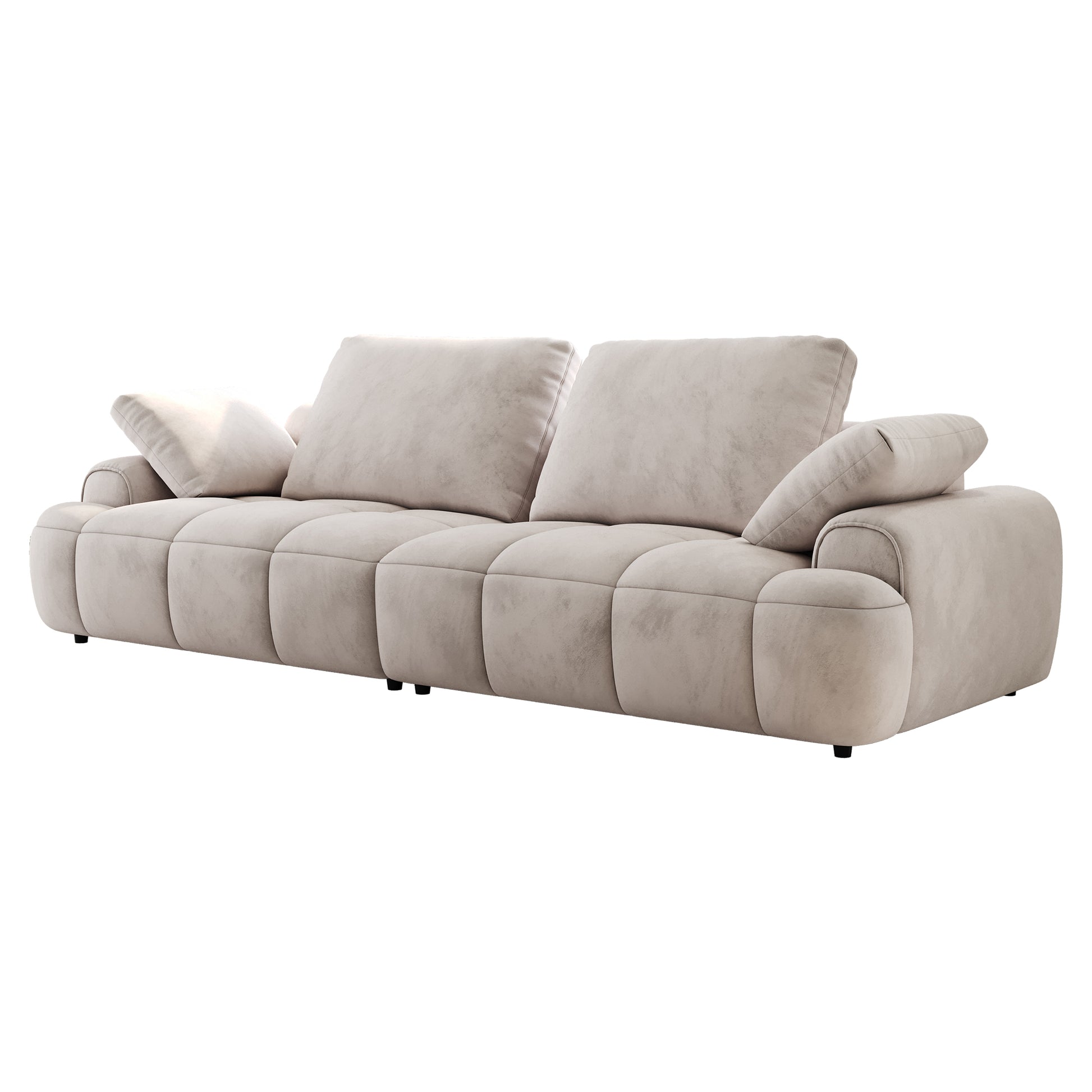 86.6 Large Size Two Seat Sofa,Modern Upholstered,Light Gray Suede Fabric Light Gray Velvet Wood Primary Living Space Soft Modern Eucalyptus Polyurethane Foam Eucalyptus 3 Seat