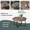 Wood Octagonal Vintage Patchwork Craft Farmhouse 30 Inch Wooden Table Top Cross Metal Legs Coffee Table For Living Room Antique Brown Antique Brown Primary Living Space Floor Mount Coffee & End Tables Mdf Mdf